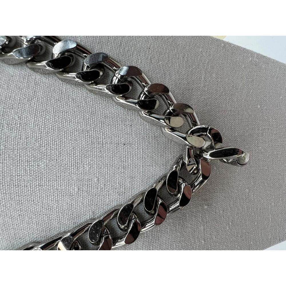 Silver Tone Chunky Thick Chain Necklace - Picture 4 of 10